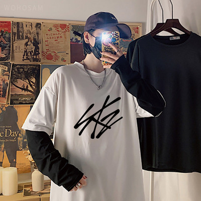 2022 Hot StrayKids Letter Fake Two Pieces Dugih rukava Ljetne Y2k majice Harajuku Kawaii Stray Kids Logo Korejske prevelike majice