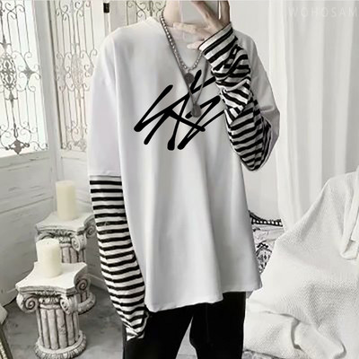 2022 Hot StrayKids Letter Fake Two Pieces Dugih rukava Ljetne Y2k majice Harajuku Kawaii Stray Kids Logo Korejske prevelike majice