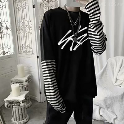 2022 Hot StrayKids Letter Fake Two Pieces Dugih rukava Ljetne Y2k majice Harajuku Kawaii Stray Kids Logo Korejske prevelike majice