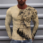 Vintage Animal Lion μακρυμάνικο 2023 oversizes 3d print ρετρό μπλουζάκι Street Fashion Μακρυμάνικο Casual Breakable Ανδρικά ρούχα
