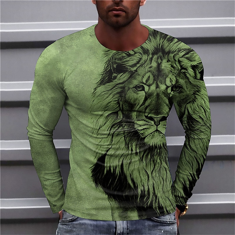 Vintage Animal Lion μακρυμάνικο 2023 oversizes 3d print ρετρό μπλουζάκι Street Fashion Μακρυμάνικο Casual Breakable Ανδρικά ρούχα