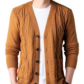 2023. Novi muški zimski, grubi vrteći štap, igla s dijamantnom mrežom, debeli kardigan od jacquard personaliziranog džempera od pletiva Kaput