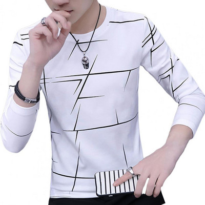 Μοντέρνα φθινοπωρινά μπλουζάκια Άνετα ανδρικά μπλουζάκια με στρογγυλή λαιμόκοψη O λαιμό φιλική προς το δέρμα Φθινοπωρινό μπλουζάκι Ζεστό