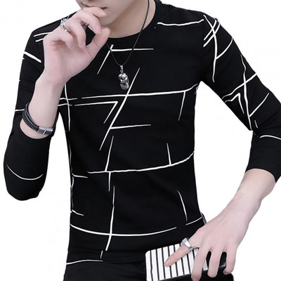 Μοντέρνα φθινοπωρινά μπλουζάκια Άνετα ανδρικά μπλουζάκια με στρογγυλή λαιμόκοψη O λαιμό φιλική προς το δέρμα Φθινοπωρινό μπλουζάκι Ζεστό