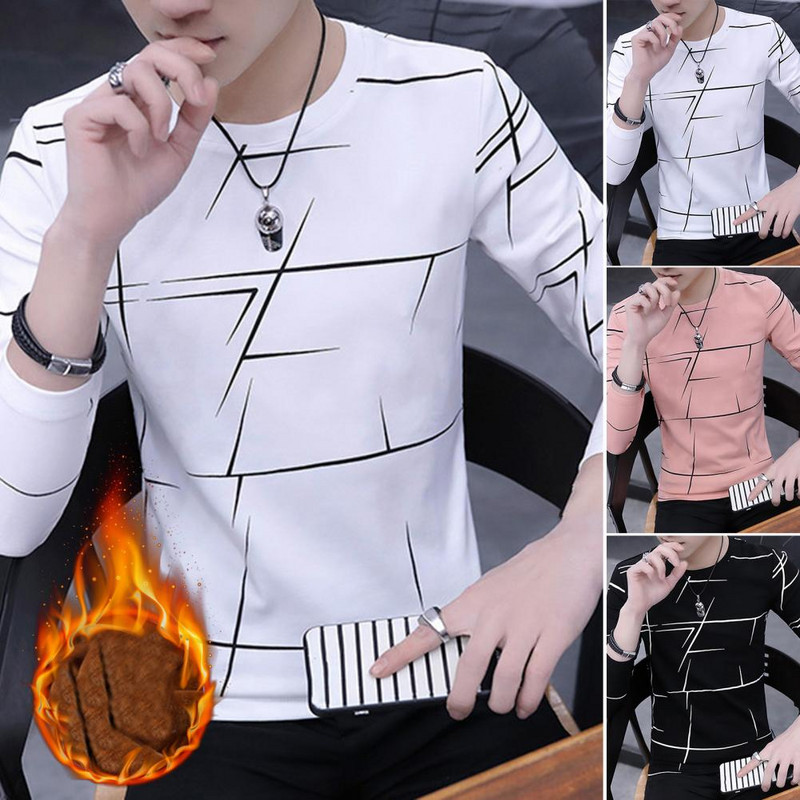 Μοντέρνα φθινοπωρινά μπλουζάκια Άνετα ανδρικά μπλουζάκια με στρογγυλή λαιμόκοψη O λαιμό φιλική προς το δέρμα Φθινοπωρινό μπλουζάκι Ζεστό