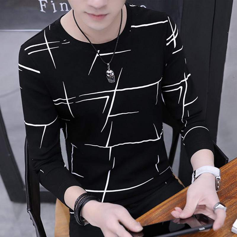 Μοντέρνα φθινοπωρινά μπλουζάκια Άνετα ανδρικά μπλουζάκια με στρογγυλή λαιμόκοψη O λαιμό φιλική προς το δέρμα Φθινοπωρινό μπλουζάκι Ζεστό