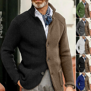 Παλτό ανδρικό πουλόβερ Μόδα Μασίφ πλεκτή ζακέτα γιακά λεπτή εφαρμογή Ζεστή άνοιξη φθινόπωρο χειμώνα Streetwear Casual μπουφάν