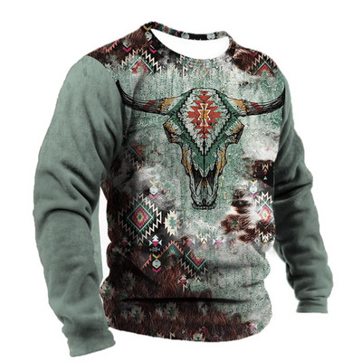 Ανδρικό μπλουζάκι Demon Wendigo με εμπριμέ μπλουζάκια Harajuku Ρούχα με λαιμόκοψη Βαμβακερό πουλόβερ Υπερμεγέθη Streetwear Ανδρικό Vintage μακρυμάνικο