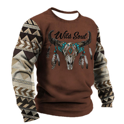 Ανδρικό μπλουζάκι Demon Wendigo με εμπριμέ μπλουζάκια Harajuku Ρούχα με λαιμόκοψη Βαμβακερό πουλόβερ Υπερμεγέθη Streetwear Ανδρικό Vintage μακρυμάνικο