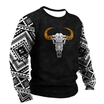 Ανδρικό μπλουζάκι Demon Wendigo με εμπριμέ μπλουζάκια Harajuku Ρούχα με λαιμόκοψη Βαμβακερό πουλόβερ Υπερμεγέθη Streetwear Ανδρικό Vintage μακρυμάνικο