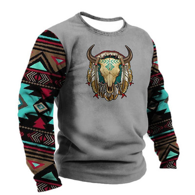 Ανδρικό μπλουζάκι Demon Wendigo με εμπριμέ μπλουζάκια Harajuku Ρούχα με λαιμόκοψη Βαμβακερό πουλόβερ Υπερμεγέθη Streetwear Ανδρικό Vintage μακρυμάνικο