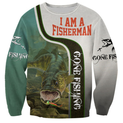 Vintage majice za muškarce Pamučne majice dugih rukava 3d majice za vanjske aktivnosti Puloveri s O izrezom Prevelika odjeća Muška ribolovna odjeća