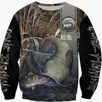 Vintage majice za muškarce Pamučne majice dugih rukava 3d majice za vanjske aktivnosti Puloveri s O izrezom Prevelika odjeća Muška ribolovna odjeća