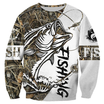 Vintage majice za muškarce Pamučne majice dugih rukava 3d majice za vanjske aktivnosti Puloveri s O izrezom Prevelika odjeća Muška ribolovna odjeća