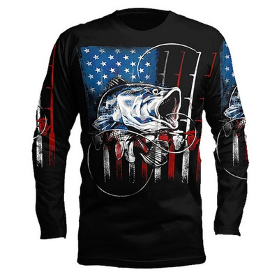 Vintage majice za muškarce Pamučne majice dugih rukava 3d majice za vanjske aktivnosti Puloveri s O izrezom Prevelika odjeća Muška ribolovna odjeća