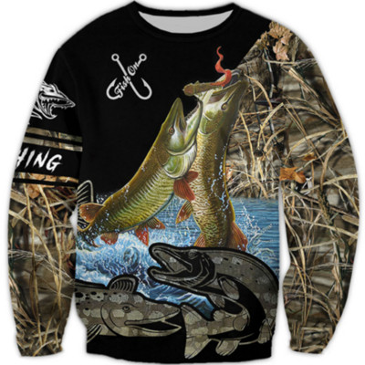 Vintage majice za muškarce Pamučne majice dugih rukava 3d majice za vanjske aktivnosti Puloveri s O izrezom Prevelika odjeća Muška ribolovna odjeća