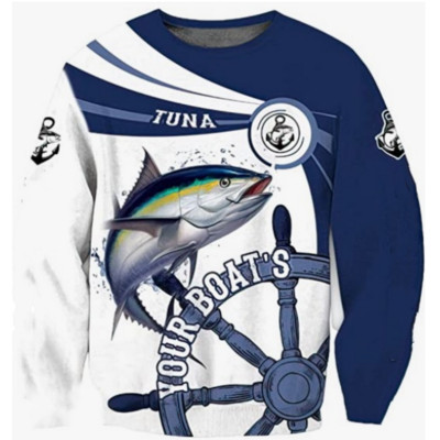 Vintage majice za muškarce Pamučne majice dugih rukava 3d majice za vanjske aktivnosti Puloveri s O izrezom Prevelika odjeća Muška ribolovna odjeća