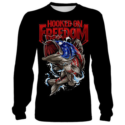 Vintage majice za muškarce Pamučne majice dugih rukava 3d majice za vanjske aktivnosti Puloveri s O izrezom Prevelika odjeća Muška ribolovna odjeća