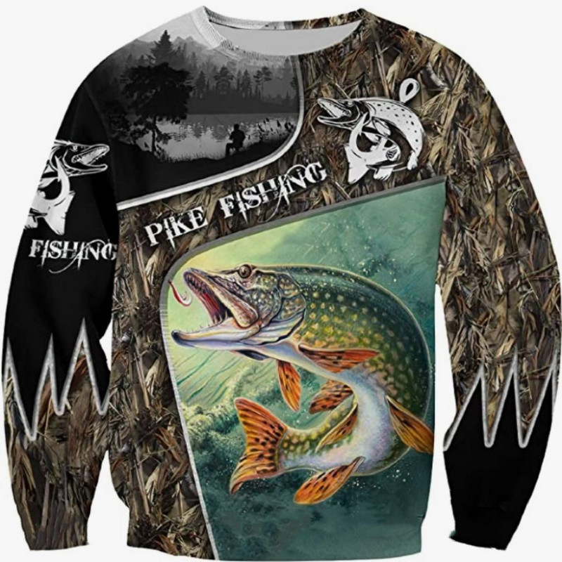 Vintage majice za muškarce Pamučne majice dugih rukava 3d majice za vanjske aktivnosti Puloveri s O izrezom Prevelika odjeća Muška ribolovna odjeća