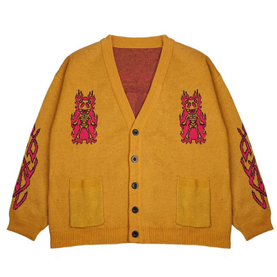 Γελοιογραφία Y2k Harajuku Kawaii Punk Ρετρό χαριτωμένο πουλόβερ με στρογγυλή λαιμόκοψη Μοτίβο πουλόβερ Πλεκτό Ζεστό φαρδύ υπερμεγέθη φούτερ άνδρα EMO