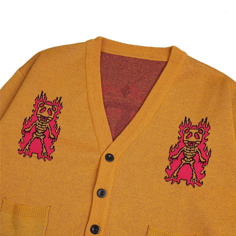 Γελοιογραφία Y2k Harajuku Kawaii Punk Ρετρό χαριτωμένο πουλόβερ με στρογγυλή λαιμόκοψη Μοτίβο πουλόβερ Πλεκτό Ζεστό φαρδύ υπερμεγέθη φούτερ άνδρα EMO