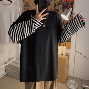 Y2K Emo ανδρικό μπλουζάκι υπερμεγέθη Κορεάτικο μπλουζάκι Harajuku Streetwear Dark Academia ριγέ μακρυμάνικο μπλουζάκια Alt ρούχα