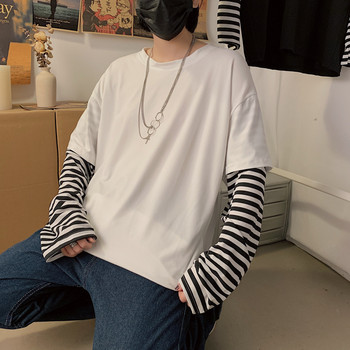 Y2K Emo ανδρικό μπλουζάκι υπερμεγέθη Κορεάτικο μπλουζάκι Harajuku Streetwear Dark Academia ριγέ μακρυμάνικο μπλουζάκια Alt ρούχα