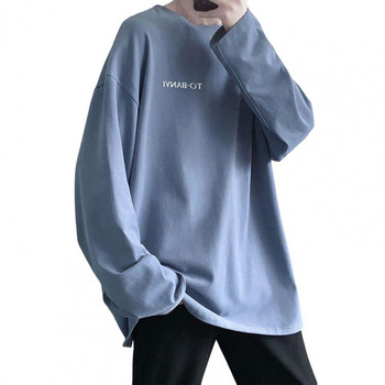 Ανδρικό μπλουζάκι Μόδα γράμματα εκτύπωση με στρογγυλή λαιμόκοψη Ανδρικό τοπ casual μακρυμάνικο χαλαρό πουλόβερ Άνοιξη φθινόπωρο Basic ανδρικό τοπ Streetwear