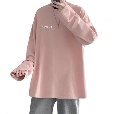 Meeste T-särk Moekirjad Prindiga ümarkaelus Meeste vabaaja pikkade varrukatega särk Kevad-sügis Meeste ülaosa tänavarõivad