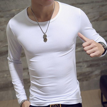 2023 Elastic ανδρικό μπλουζάκι ανδρικό μπλουζάκι με στρογγυλή λαιμόκοψη μακρυμάνικο ανδρικό μπλουζάκι για ανδρικά μπλουζάκια από Lycra και βαμβακερά Ανδρικά ρούχα