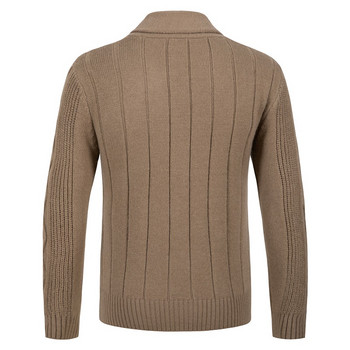 Нова есенно-зимна мъжка жилетка с пуловер с обърната яка, едноредна плетена жилетка, мъжки каузални пуловерни якета S-3XL
