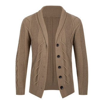 Нова есенно-зимна мъжка жилетка с пуловер с обърната яка, едноредна плетена жилетка, мъжки каузални пуловерни якета S-3XL