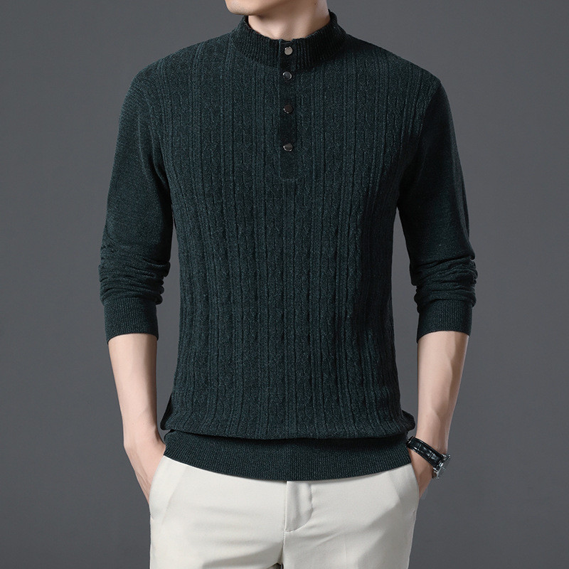 Muški džemper sa samostojećim ovratnikom robne marke 2021, nova muška moda, uski poslovni, ležerni, čiste boje, pletene tople vunene pletene gornje dijelove jakne