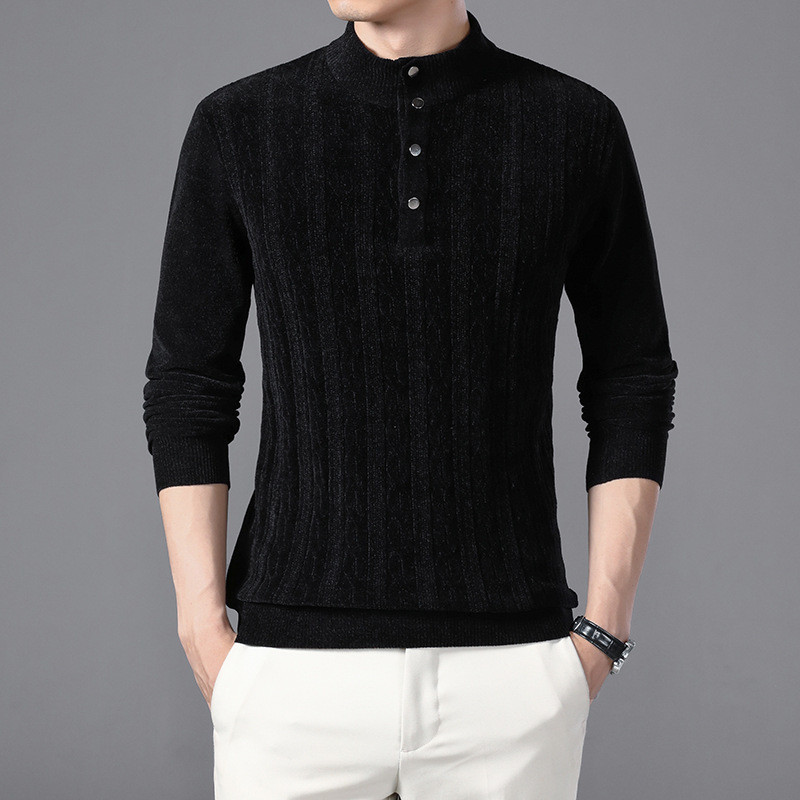 Muški džemper sa samostojećim ovratnikom robne marke 2021, nova muška moda, uski poslovni, ležerni, čiste boje, pletene tople vunene pletene gornje dijelove jakne