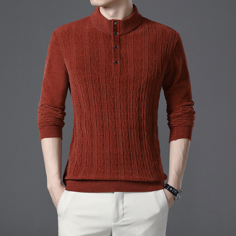 Muški džemper sa samostojećim ovratnikom robne marke 2021, nova muška moda, uski poslovni, ležerni, čiste boje, pletene tople vunene pletene gornje dijelove jakne