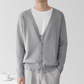 Muški kardigan s dugim rukavima i V-izrezom, uski, topli pleteni kaput s jednim kopčanjem, proljeće i jesen, jakne za muškarce, chaquetas hombre