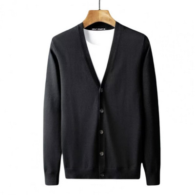 Muški kardigan s dugim rukavima i V-izrezom, uski, topli pleteni kaput s jednim kopčanjem, proljeće i jesen, jakne za muškarce, chaquetas hombre
