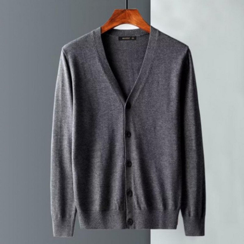 Muški kardigan s dugim rukavima i V-izrezom, uski, topli pleteni kaput s jednim kopčanjem, proljeće i jesen, jakne za muškarce, chaquetas hombre