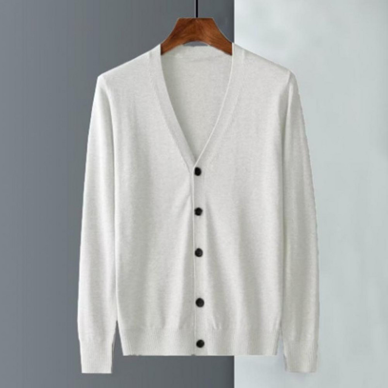 Muški kardigan s dugim rukavima i V-izrezom, uski, topli pleteni kaput s jednim kopčanjem, proljeće i jesen, jakne za muškarce, chaquetas hombre
