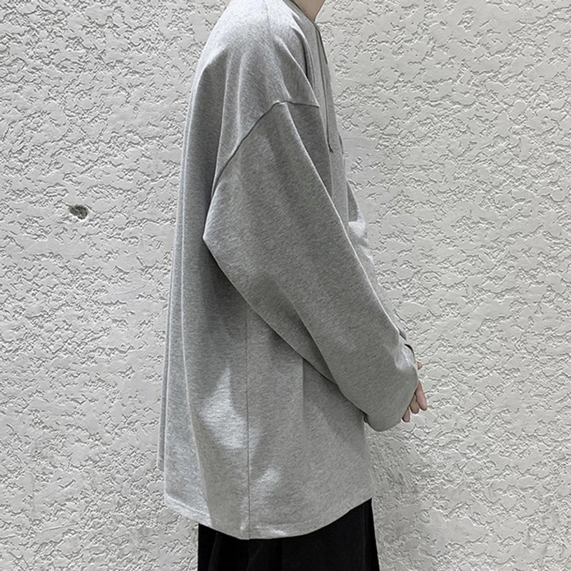 Ανδρικό μπλουζάκι μονόχρωμο O-neck μανίκια ώμου πουλόβερ Άνοιξη Φθινόπωρο χαλαρό μπλουζάκι Street Style για καθημερινό ντύσιμο