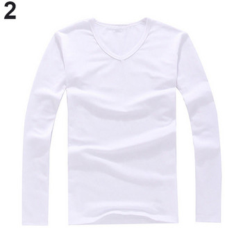 I -Jewelry Ανδρικό απλό, λεπτό, βαμβακερό μακρυμάνικο μπλουζάκι casual μόδας τοπ Basic μαύρο λευκό μπλουζάκι Άνοιξη Φθινόπωρο