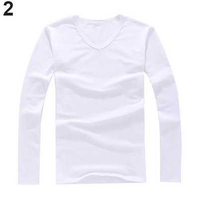 I -Jewelry Ανδρικό απλό, λεπτό, βαμβακερό μακρυμάνικο μπλουζάκι casual μόδας τοπ Basic μαύρο λευκό μπλουζάκι Άνοιξη Φθινόπωρο