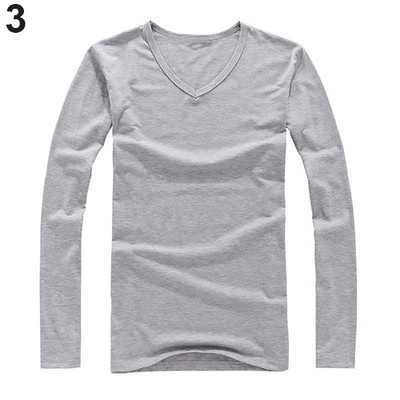 I -Jewelry Ανδρικό απλό, λεπτό, βαμβακερό μακρυμάνικο μπλουζάκι casual μόδας τοπ Basic μαύρο λευκό μπλουζάκι Άνοιξη Φθινόπωρο