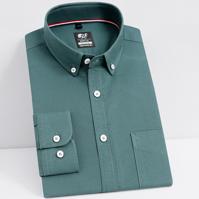 100% pamuk, muške oxford ležerne košulje dugih rukava, prednja krpa, džep na prsima, debela radna majica s ovratnikom na kopčanje, običnog kroja