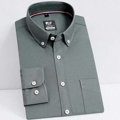 100% pamuk, muške oxford ležerne košulje dugih rukava, prednja krpa, džep na prsima, debela radna majica s ovratnikom na kopčanje, običnog kroja