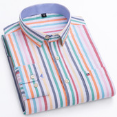 Meeste mitmekülgne vabaaja ruuduline Oxfordi puuvillane särk