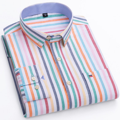 Meeste mitmekülgne vabaaja ruuduline Oxfordi puuvillane särk