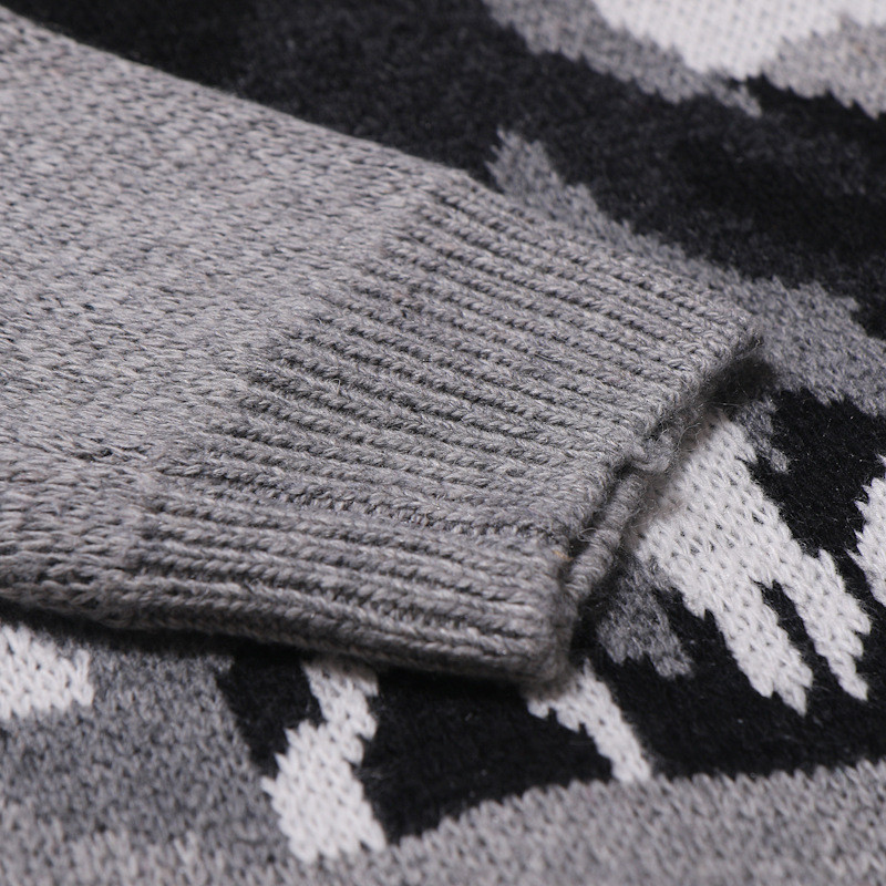 Ανδρικό πουλόβερ με βαμβακερό λαιμόκοψη λεπτή εφαρμογή μακρυμάνικο Animal Φθινοπωρινό χειμώνα Ζεστά ρούχα τέλειας ποιότητας Πλεκτά casual μάλλινο πουλόβερ