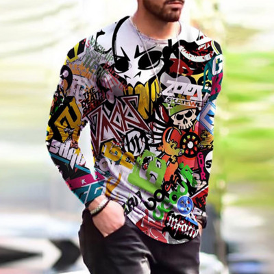 Ανοιξιάτικο και Φθινοπωρινό T-shirt Slim Fit Premium Print, S-6XL Plus Size ανδρικό μπλουζάκι μόδας,.