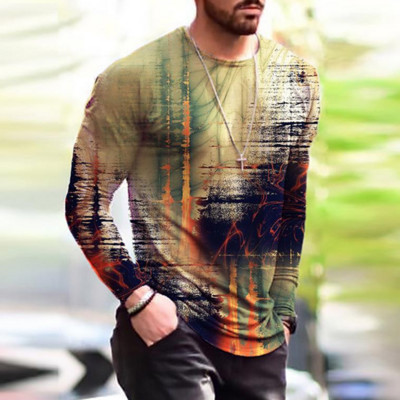 Ανοιξιάτικο και Φθινοπωρινό T-shirt Slim Fit Premium Print, S-6XL Plus Size ανδρικό μπλουζάκι μόδας,.